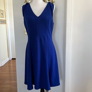 Fit and Flare Jersey waffle dress in royal blue 12. Knee length